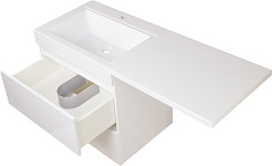 Style Line Тумба для умывальника подвесная Даллас 130 Люкс, белая PLUS эмаль – фотография-4